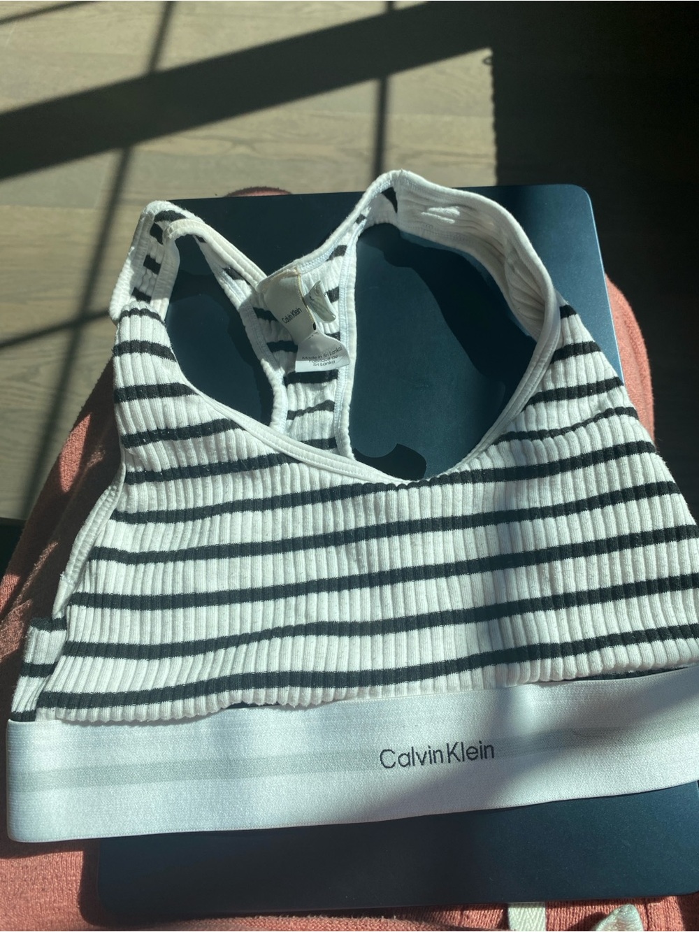 Calvin Klein White Bralette with Black Stripes